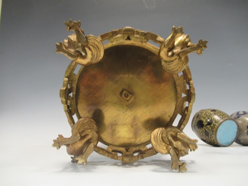 Lot 134 - A cloisonné lamp base with gilt metal mounts...