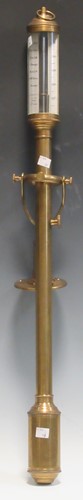 Lot 684 - A 20th century marine brass stick barometer...