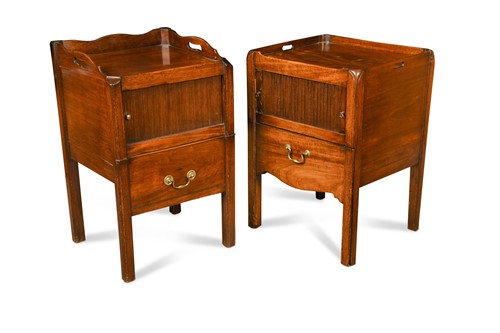 Lot 236 - A near pair of George III mahogany night cupboards