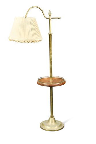Lot 402 - A brass standard reading lamp, circa 1900