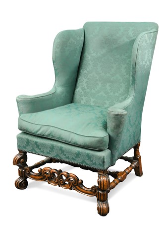 Lot 194 - A William & Mary style wingback armchair, 19th century