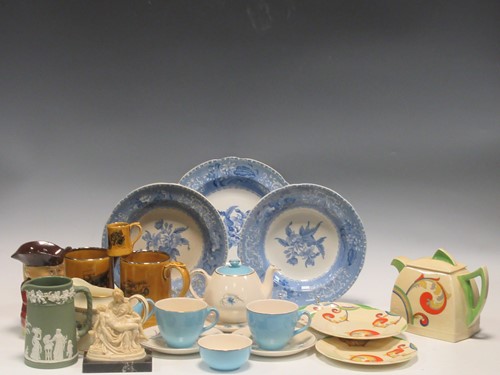 Lot 101 - Royal Doulton Syren Tea Pot and 3 Plates,...