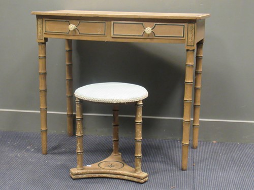 Lot 633 - A Regency painted pine bow front side table...