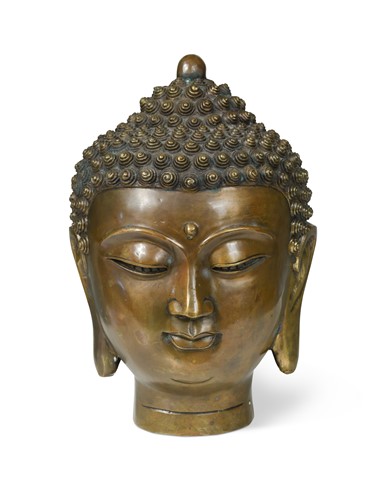 Lot 362 - A bronze covered head of Buddha