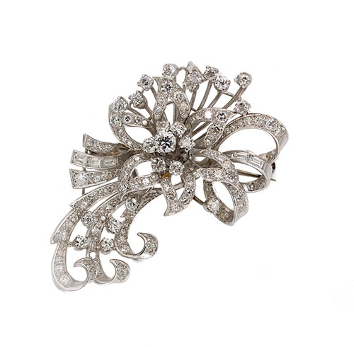 Lot 205 - A mid 20th century diamond floral spray brooch