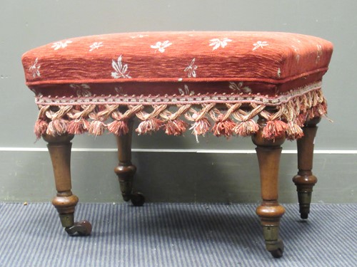 Lot 452 - Stamped "BULSTRODE CAMBRIDGE" a walnut stool...