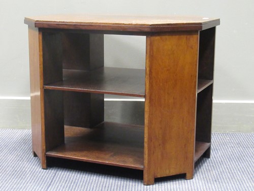 Lot 627 - An Art Deco mahogany three tier canted corner...