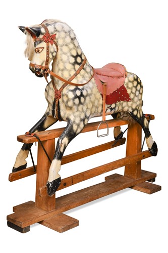 Lot 404 - A dapple-grey painted rocking horse, early 20th century