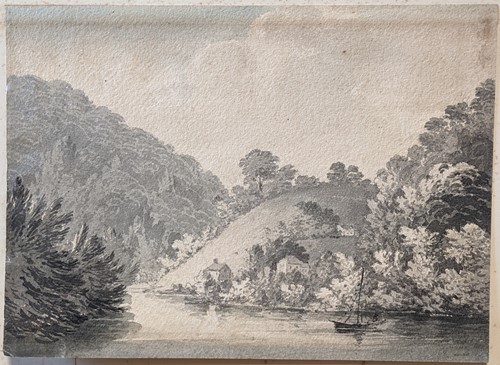 Lot 345 - Follower of J.M.W. Turner, river in a valley,...