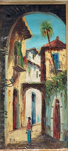 Lot 568 - An abstract still life and a street scene