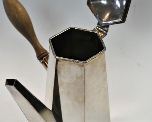 Lot 441 - A two piece Art Deco style silver plated café au lait set