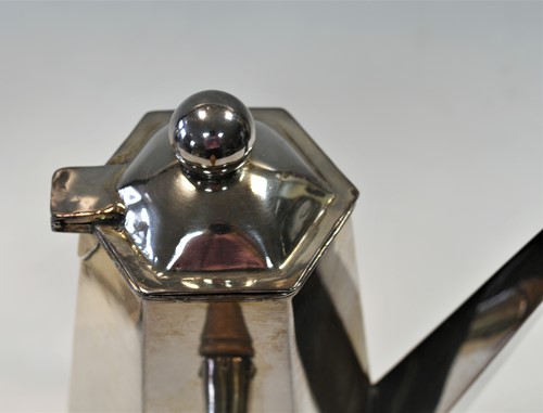 Lot 441 - A two piece Art Deco style silver plated café au lait set
