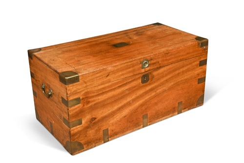 Lot 330 - A camphor wood and brass bound chest, 19th century