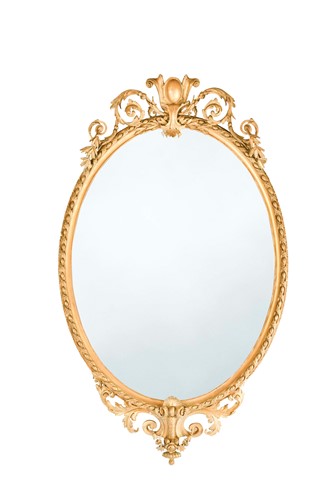 Lot 414 - A gilt and gesso oval wall mirror, late 19th century