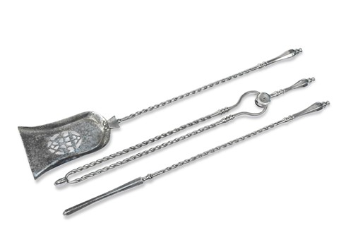 Lot 232 - Set of George III polished steel fire irons