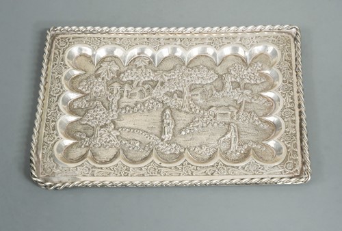 Lot 451 - An Asian metalwares decorative tray