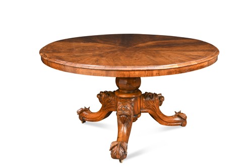 Lot 283 - A carved walnut circular breakfast table, 19th century