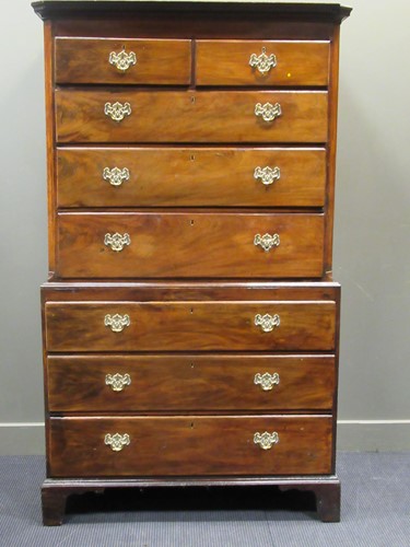 Lot 539 - An 18th century mahogany chest on chest, 185 x...