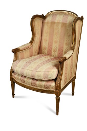 Lot 267 - A French wing back chair, 19th century