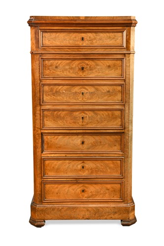 Lot 270 - A French walnut secretaire abattant, 19th century
