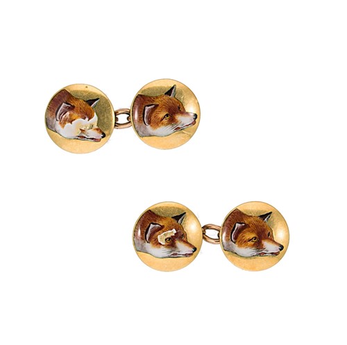 Lot 95 - A pair of fox mask cufflinks