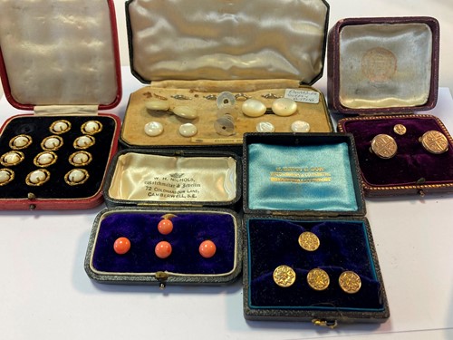 Lot 225 - five sets of cufflinks, shirt studs and...