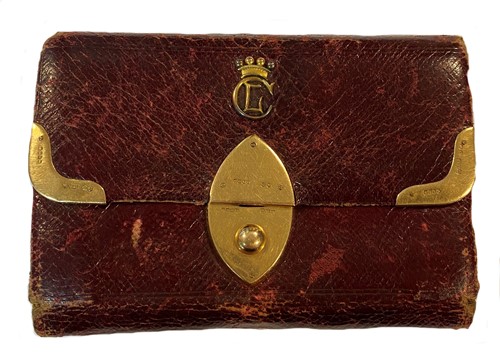 Lot 418 - A Victorian burgundy leather and 15ct gold pocket purse