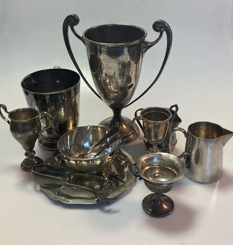 Lot 240 - A collection of silver trophies, jugs, bowls...