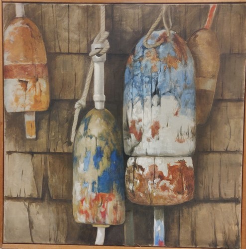 Lot 468 - French School, 20th century Fishing floats oil...