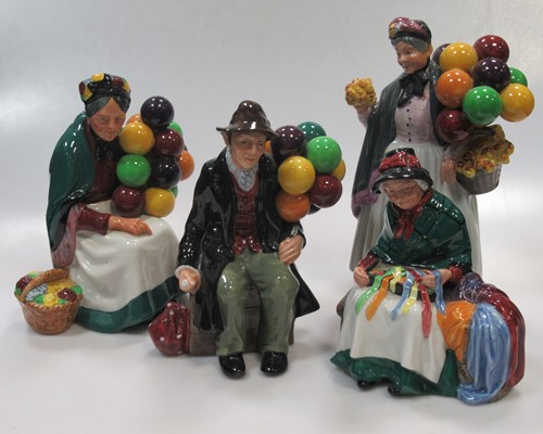 Lot 192 - Three Royal Doulton balloon seller figures and...