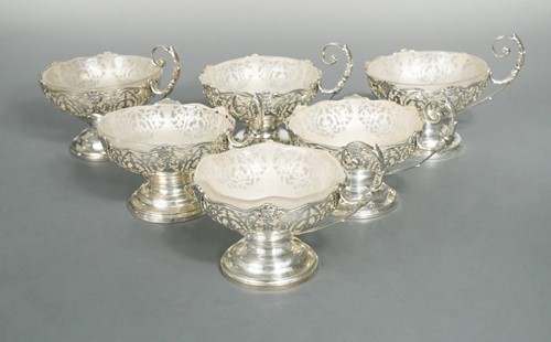 Lot 561 - Six George V silver sundae glasses