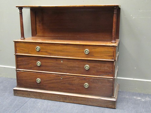 Lot 578 - A Victorian mahogany chest with open shelves...