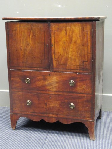 Lot 519 - A George III mahogany commode cupboard, 79 x...