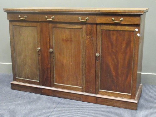 Lot 619 - A Regency style brass inlaid rosewood...