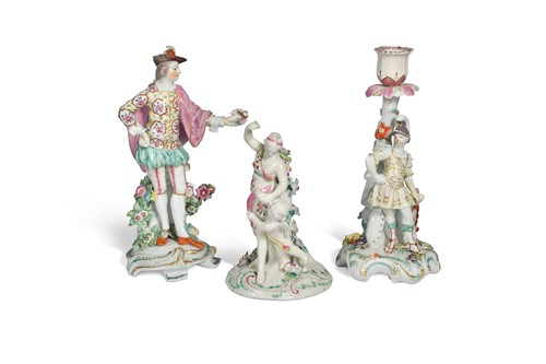 Lot 255 - A Derby figural candlestick of Mars, circa 1770