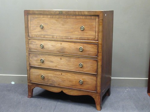 Lot 677 - An early 19th century mahogany secetaire, the...