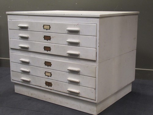 Lot 678 - A 20th century white painted plan chest with...