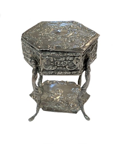 Lot 349 - A German metalwares silver miniature hinged two tier table