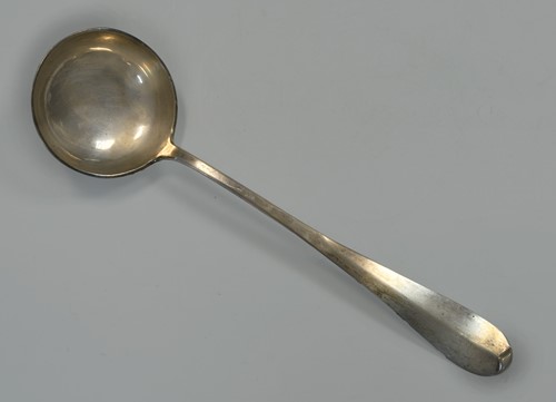 Lot 452 - A late 19th century (possibly) Belgian metalwares silver soup ladle