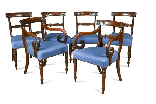 Lot 467 - A set of eight late Regency mahogany dining chairs