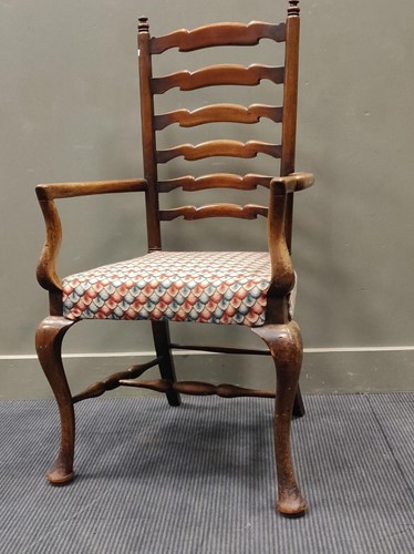 Lot 745 - A 19th century walnut ladderback armchair on...