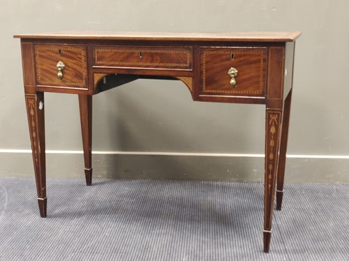 Lot 705 - A mahogany and inlaid three drawer dressing...