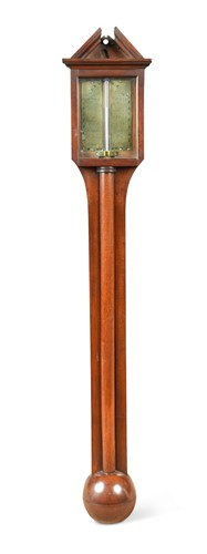 Lot 304 - A  mahogany stick barometer, 19th century