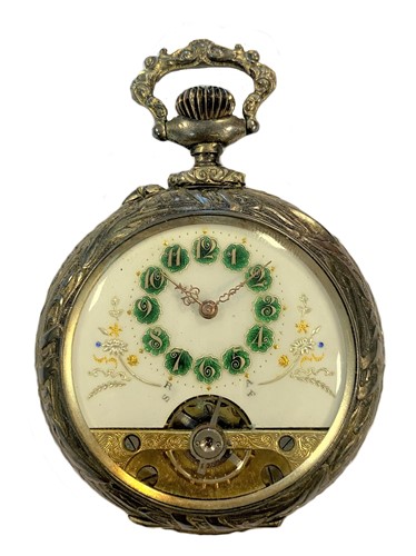 Lot 243 - Unsigned - A Swiss silver 'Hebdomas' style 8 day open faced pocket watch