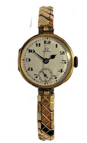 Lot 307 - Omega - An 18ct gold wristwatch on a later rolled gold bracelet