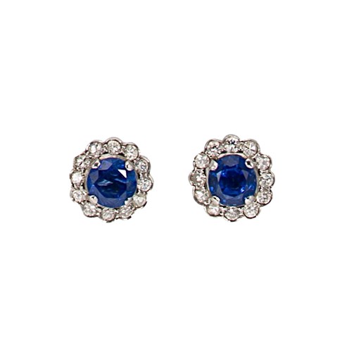 Lot 178 - A pair of sapphire and diamond cluster ear studs