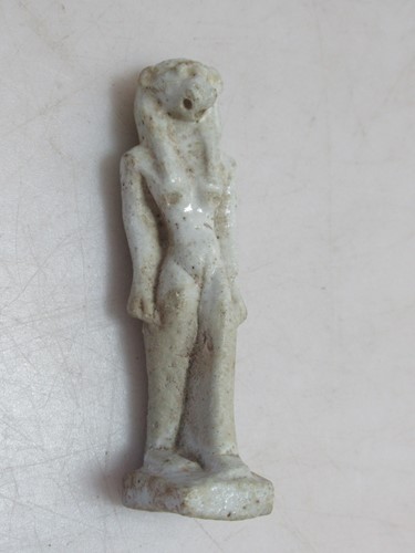 Lot 202 - A frit faience figure of a lion goddess, 5.5cm...