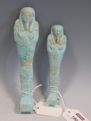 Lot 190 - Two Egyptian Ushabtis, 13cm and 17cm