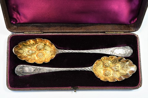 Lot 496 - A pair of George IV tablespoons with later decoration