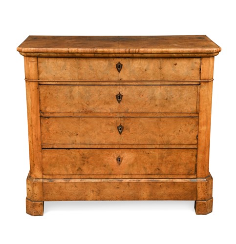 Lot 266 - A French walnut commode chest, 19th century
